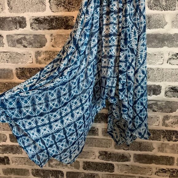 Banana Republic Blue Shibori Print Handkerchief Hem Midi Dress Size XXS Petite - Picture 5 of 8